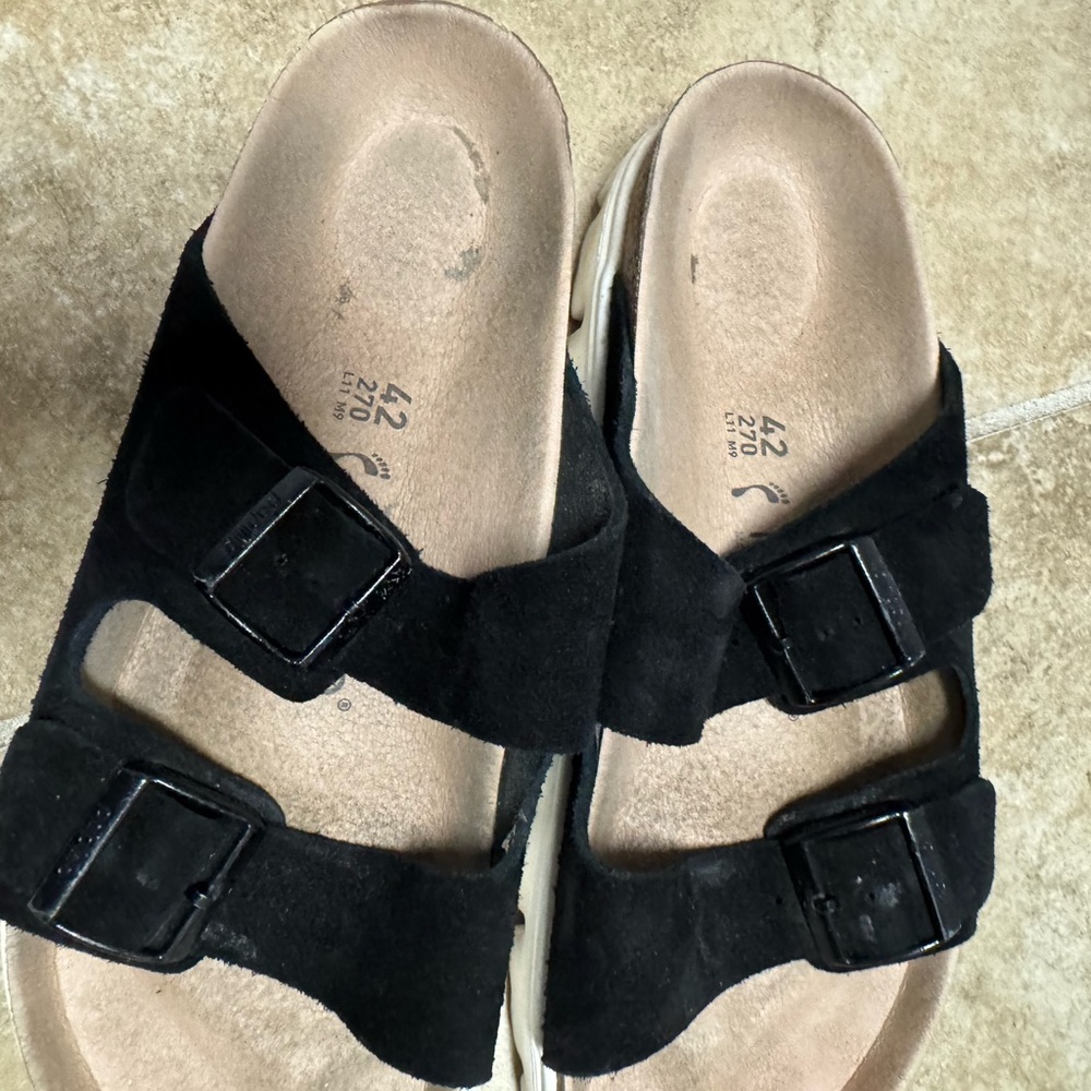 Birkenstock Papillio Black Suede Double Strap Sandals